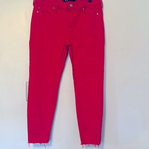 Liverpool EUC red crop jeans rough edge hems can be rolled up petite 8/29
